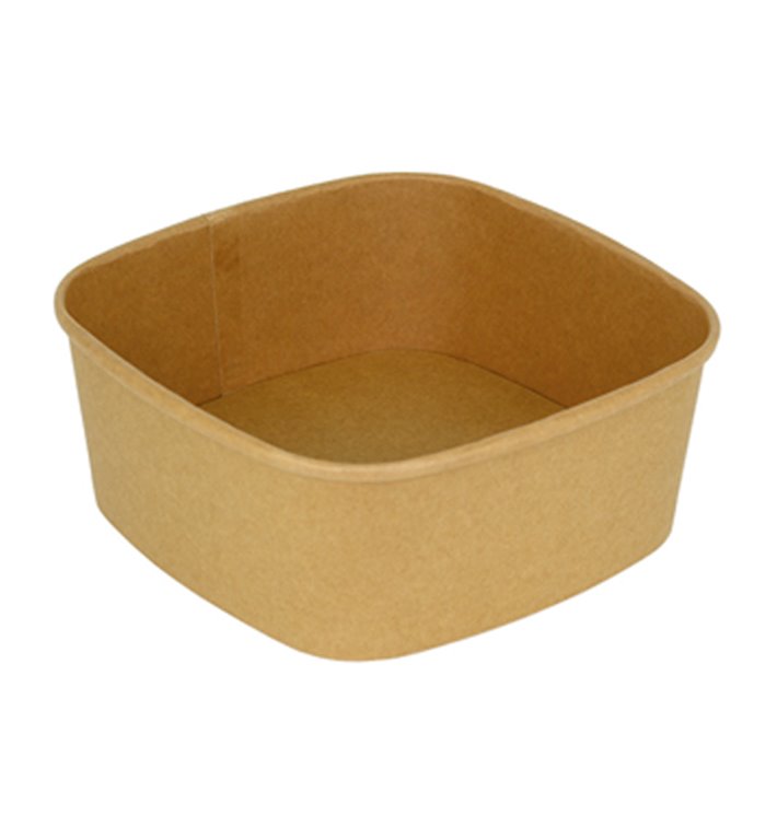 Paper Container Kraft Square 1000ml 17x17x6,5cm (300 Units)