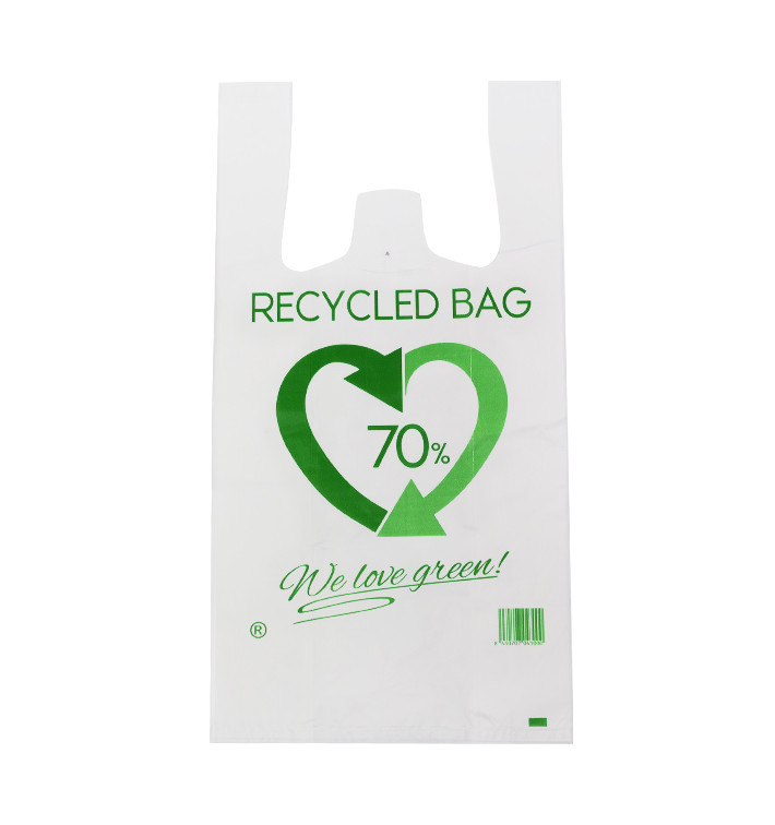 Plastic T-Shirt Bag 70% Recycled 30x40cm 50µm (1500 Units)