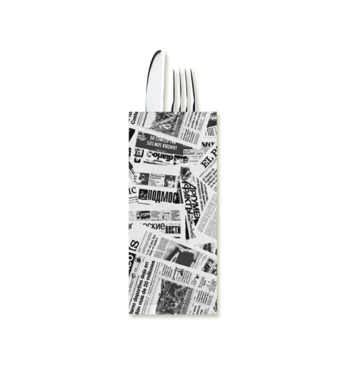 Paper Cutlery Envelopes with Napkin "Newspaper" (800 Units)