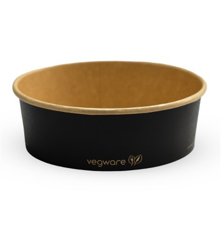 500ml 16oz black round takeaway bowl for street food