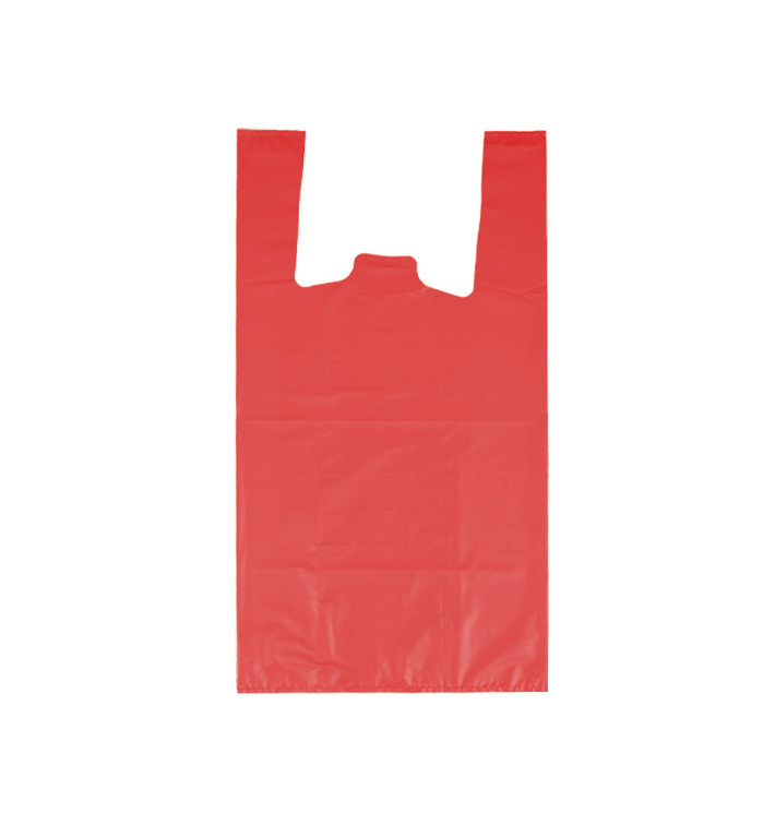 Plastic T-Shirt Bag 70% Recycled “Colors” Red 42x53cm 50µm (40 Units) 