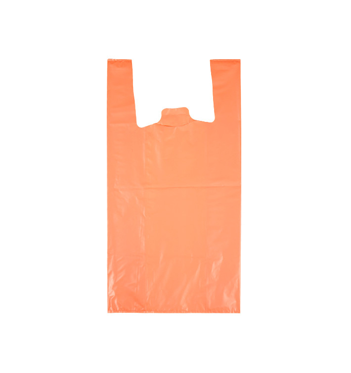 Plastic T-Shirt Bag 70% Recycled “Colors” Orange 42x53cm 50µm (40 Units) 