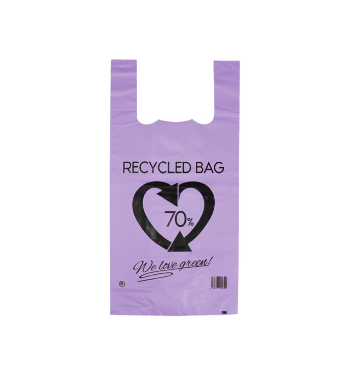 Plastic T-Shirt Bag 70% Recycled Lilac 42x53cm 50µm (50 Units) 