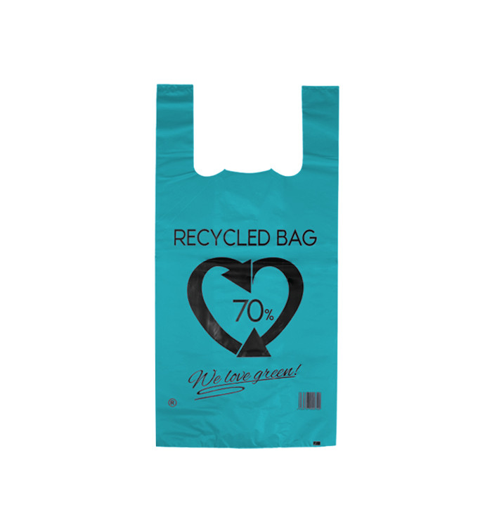 Plastic T-Shirt Bag 70% Recycled Blue 42x53cm 50µm (1.000 Units)