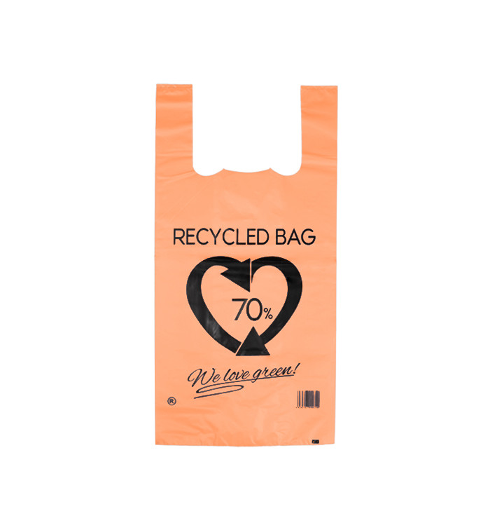 Plastic T-Shirt Bag 70% Recycled Orange 42x53cm 50µm (1.000 Units)