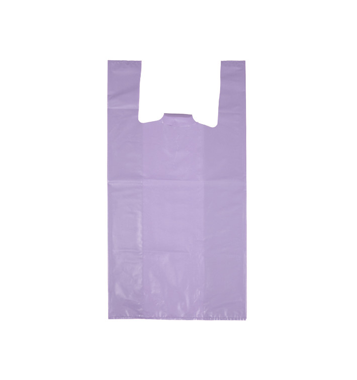 Plastic T-Shirt Bag 70% Recycled “Colors” Lilac 42x53cm 50µm (40 Units) 