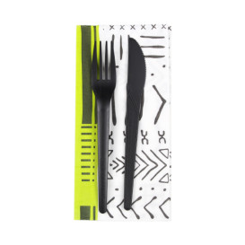 Paper Napkin Double Point "White Tribal"  1/8 40x40cm (1200 Units) 