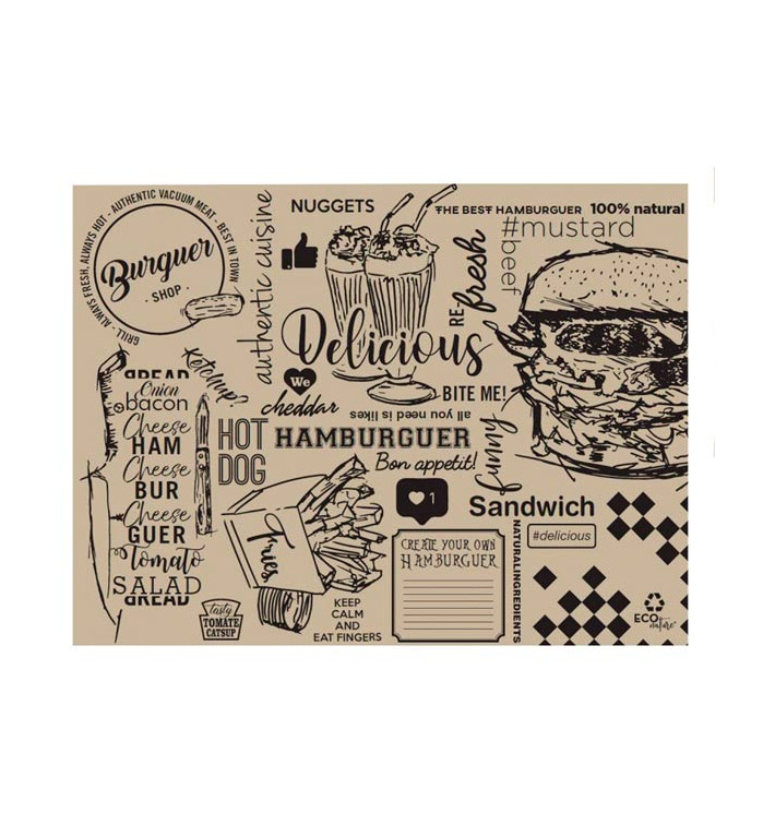 Placemat of Paper in Kraft "Burguer" 30x40cm 40g/m² (1.000 Units)