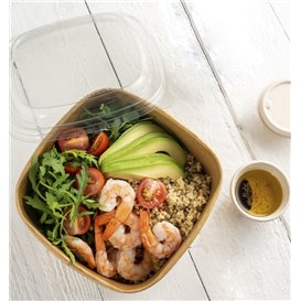 Paper Container Kraft Square 1000ml 17x17x6,5cm (300 Units)