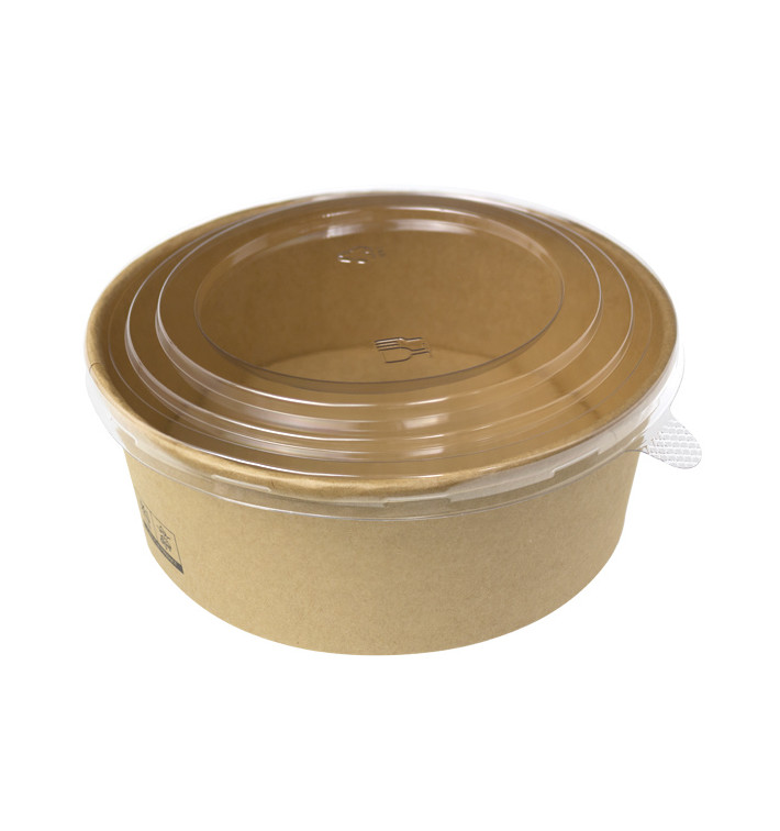 Paper Kraft-Kraft Soup Bowl with PP Lid 1000ml (25 Units)