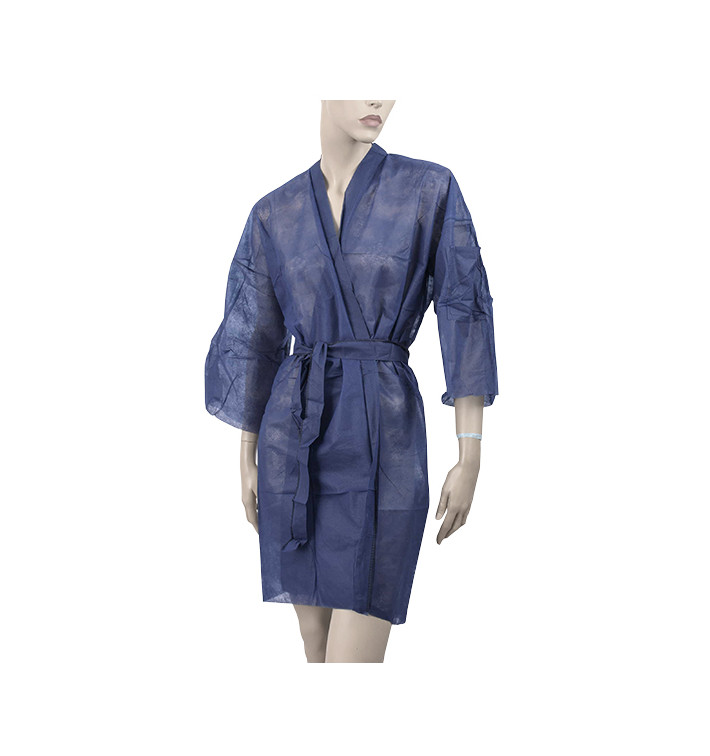 Disposable Lab Coat "Kimono" Tie Belt Pocket "TST" PP Blue XL (10 Units) 