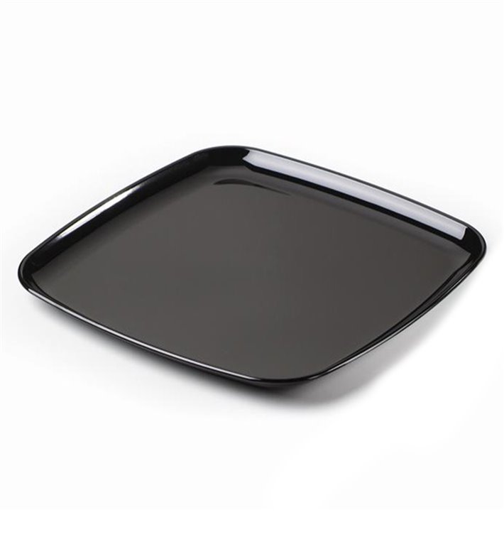 Plastic Tray Square Shape Hard Black 40x40 cm (25 Uds)