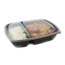 Plastic Deli Container with Lid PP Black 2C 1300ml 28x20cm (90 Units)