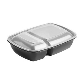 Plastic Deli Container with Lid PP Black 2C 1300ml 28x20cm (90 Units)