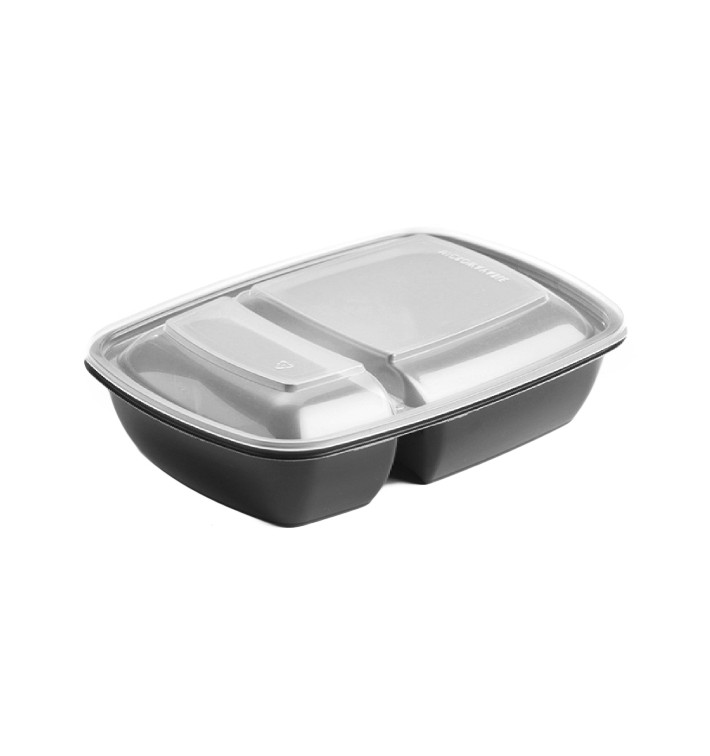 Plastic Deli Container with Lid PP Black 2C 1300ml 28x20cm (90 Units)