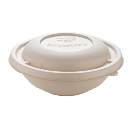 Sugarcane Bowl "Buddha" with Lid 750ml Ø17x17cm (90 Units)  