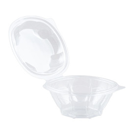 Plastic Hinged Salad Bowl PLA Round Shape 500ml (50 Units)