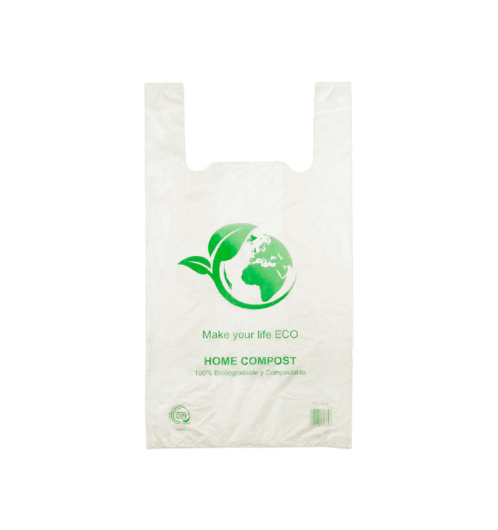 Plastic T-Shirt Bag 100% Biodegradable 35x45 cm (100 Units) 