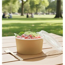 Paper Soup Bowl with Lid Kraft PP 16 Oz/473ml (25 Units) 