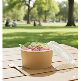Paper Soup Bowl with Lid Kraft PP 16 Oz/473ml (500 Units)