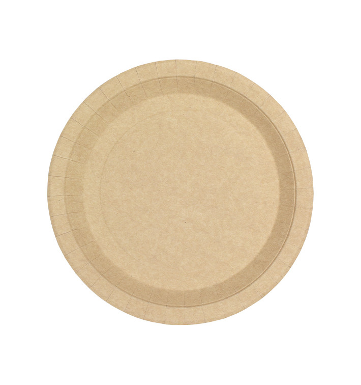 Paper Plate Round Greaseproof Shape Kraft Ø22cm 245g/m² (350 Units) 
