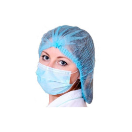 Disposable Bouffant Cap Accordion PP Blue 2 Gums Ø53cm (100 Units)  