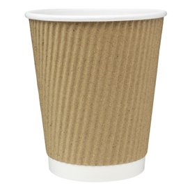 Paper Cup "Ripple Kraft" Brown 8 Oz/250ml Ø8cm (25 Units)
