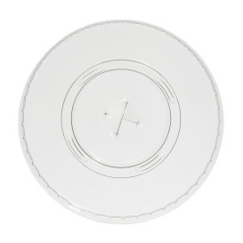 Plastic Lid with Straw Slot PET Crystal Flat Ø7,8cm (50 Units) 
