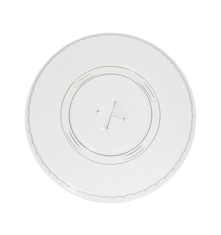 Plastic Lid with Straw Slot PET Crystal Flat Ø7,8cm (1250 Units)