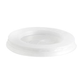Plastic Lid with Straw Slot PS Clear Flat Ø7cm (100 Units)  