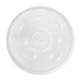 Plastic Lid with Straw Slot PS Ø8,9cm for Foam Cup (1000 Units)