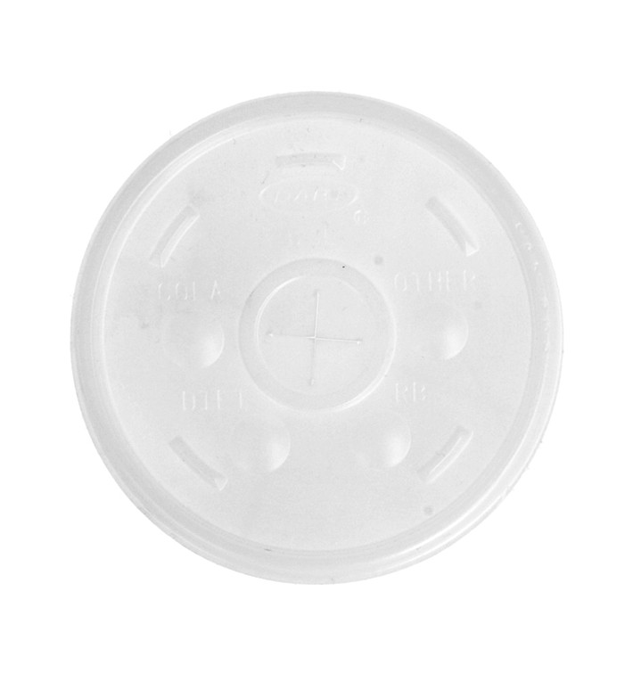 Plastic Lid with Straw Slot PS Ø8,9cm for Foam Cup (1000 Units)