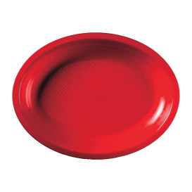 Plastic Platter Microwavable Oval Shape Red "Round" 25,5x19 cm (600 Units)
