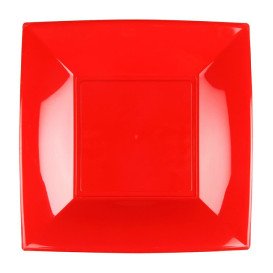 Plastic Plate Flat Red "Nice" PP 18 cm (300 Units)