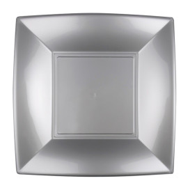 Plastic Plate Flat Grey "Nice" PP 23 cm (25 Units) 