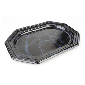 Plastic Platter Octogonal Shape Marble 27x19 cm (50 Units)