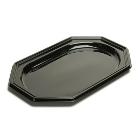 Plastic Platter Octogonal Shape Black 46X30 cm (10 Units) 