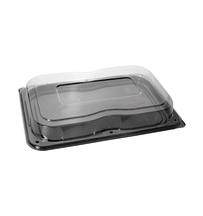 Plastic Tray with Lid Black 55x37 cm (25 Units) 