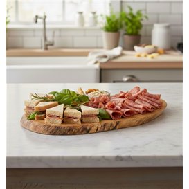 Wooden Serving Platter Oval shape 40,6x20,3x1,9cm (6 Units)