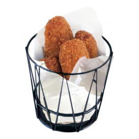 Basket Containers Steel Round Shape Black Ø11,5x11,5cm (1 Unit) 