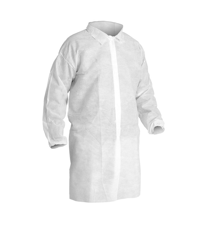 Disposable Lab Coat Visitor Guest TST PP Velcro White XL 25gr (100 Units)