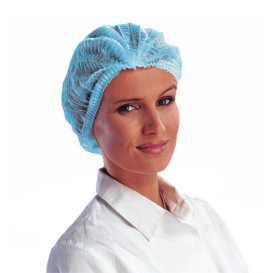 Disposable Bouffant Cap Accordion PP Blue 2 Gums Ø53cm (100 Units) 