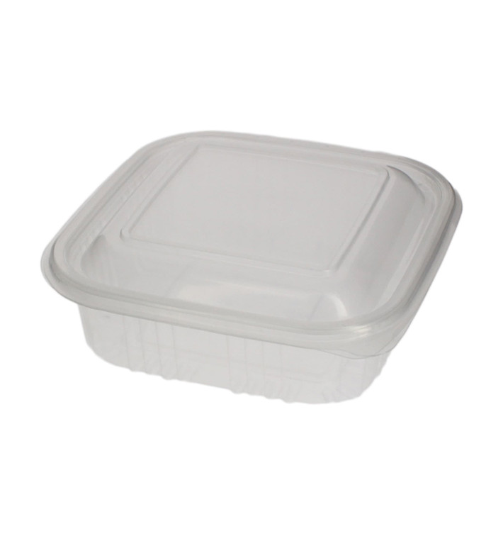 Plastic Hinged Deli Container Microwavable PP Square Shape 370ml (100 Units)  