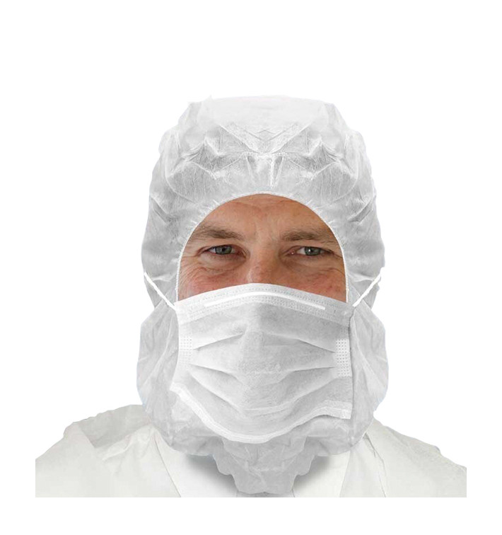 Disposable Surgeon Hood with Mask 3 Layers White (500 Units)