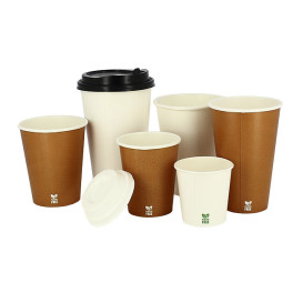Plastic-Free Paper Cup 8 Oz/240ml "Caramel" Ø8cm (50 Units)