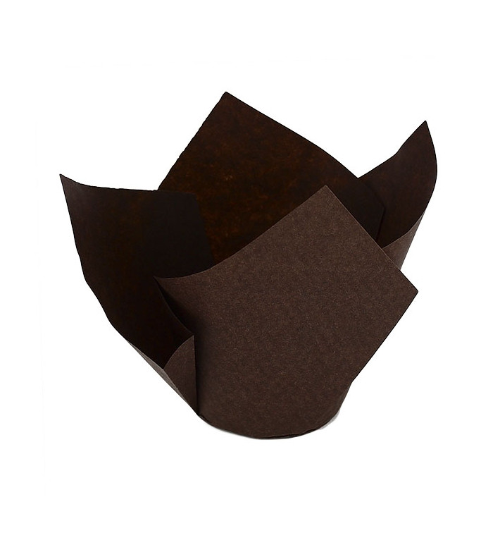 Cupcake Liner Tulip shape "Twist" Brown Ø5x6,5/9,8cm (300 Units)