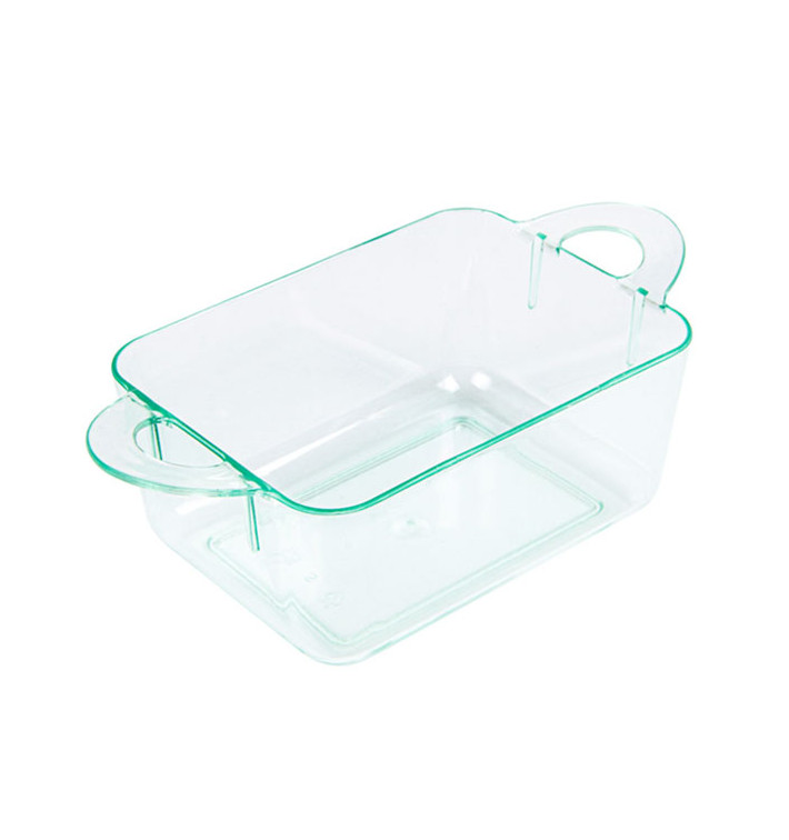 Plastic Container PS with Handles Water Green 9,6x5x3,5cm (24 Units)