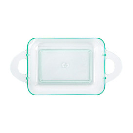 Plastic Container PS with Handles Water Green 9,6x5x3,5cm (24 Units)