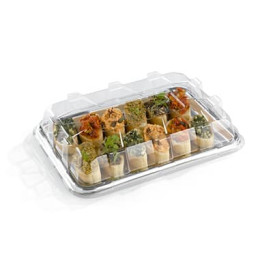 Plastic Tray Rectangular Shape Silver 35X24 cm (50 Uds)