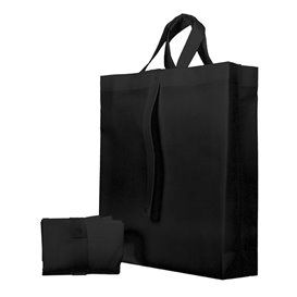 Non-Woven PREMIUM Foldable Foldable Bag with Short Handles Black 40+15x40cm (150 Units)